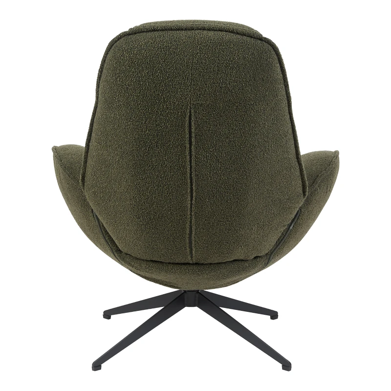 Armchair rotating Flago pakoworld boucle fabric olive green 85x88x103.5cm