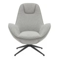 Armchair rotating Flago pakoworld boucle fabric in light gray shade 85x88x103.5cm