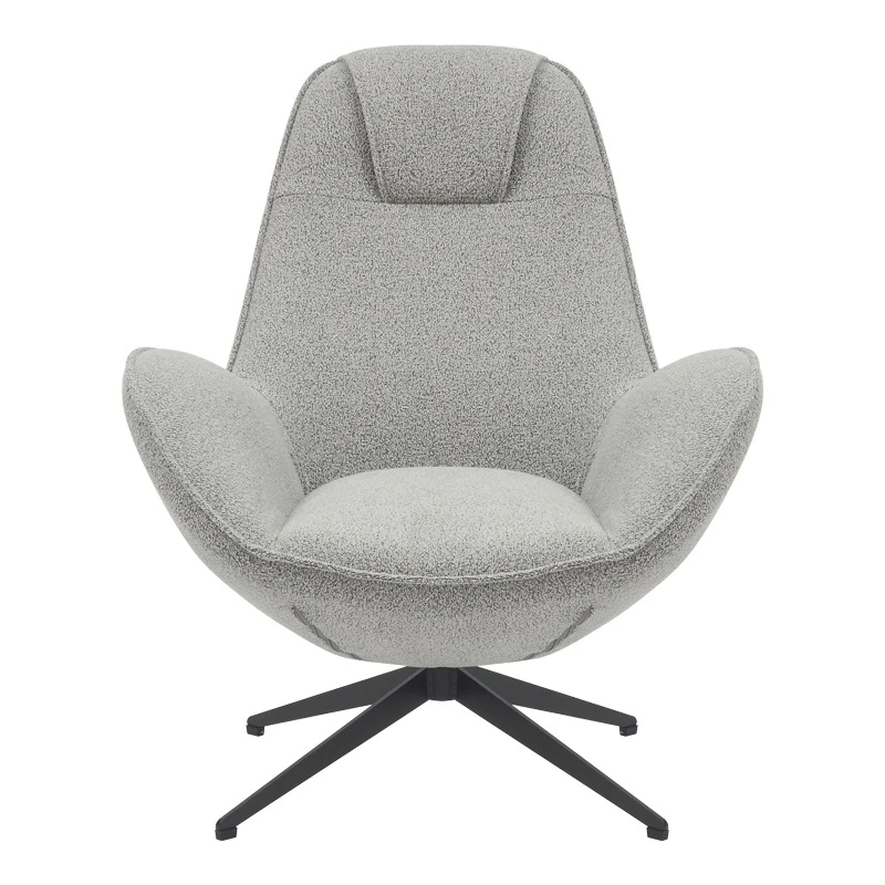 Armchair rotating Flago pakoworld boucle fabric in light gray shade 85x88x103.5cm
