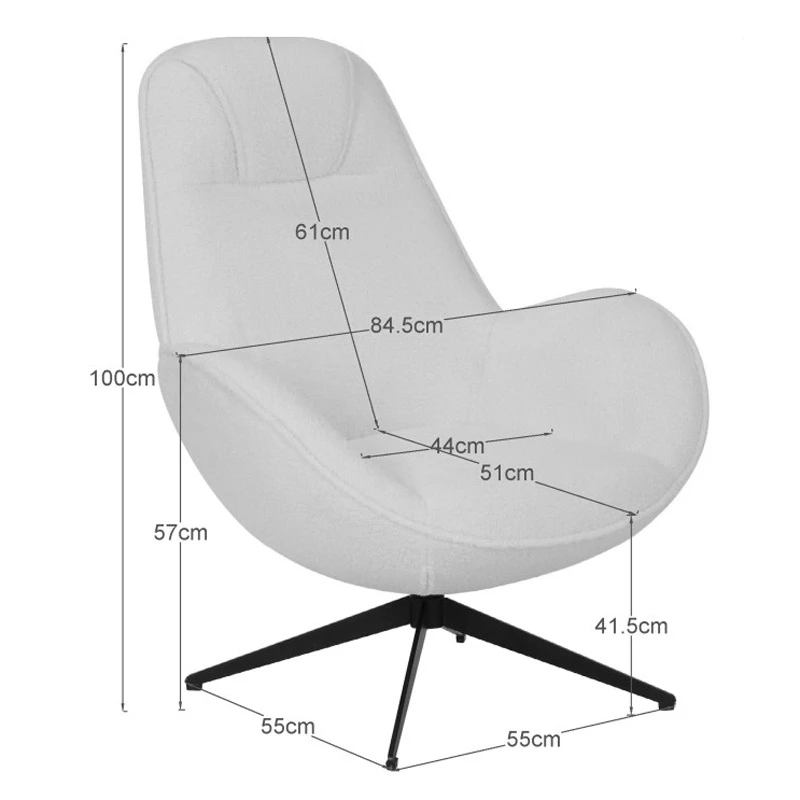 Armchair rotating Flago pakoworld boucle fabric in light gray shade 85x88x103.5cm