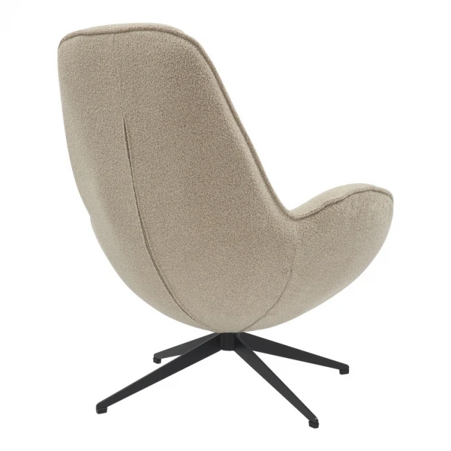 Armchair rotaitng Flago pakoworld boucle fabric in beige shade 85x88x103.5cm