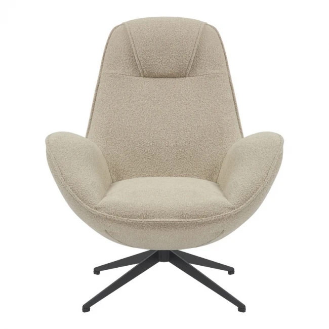 Armchair rotaitng Flago pakoworld boucle fabric in beige shade 85x88x103.5cm