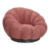 Nester pakoworld swivel armchair with stool boucle fabric in rotten apple color 98x97x69cm
