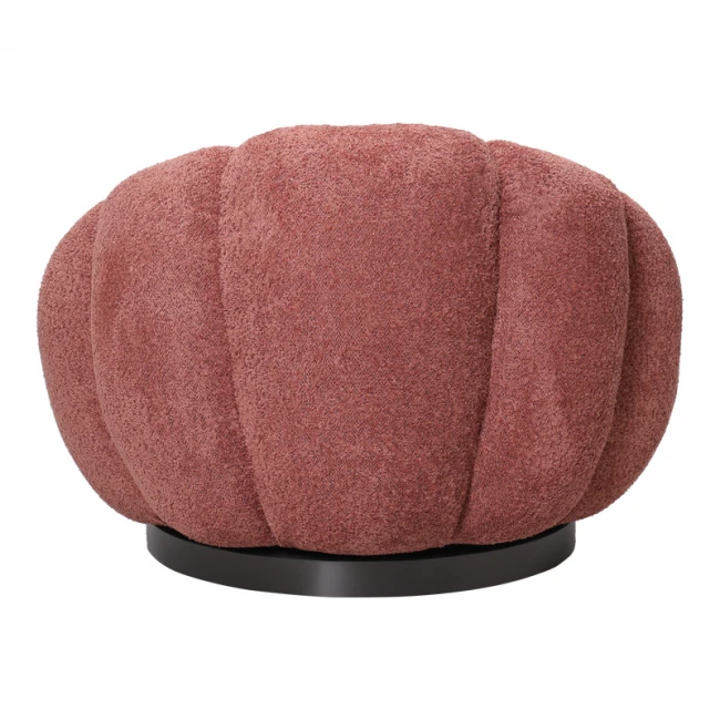 Nester pakoworld swivel armchair with stool boucle fabric in rotten apple color 98x97x69cm