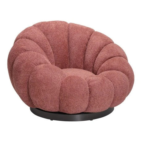 Nester pakoworld swivel armchair boucle fabric in rotten apple color 98x97x69cm