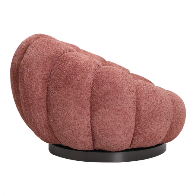 Πολυθρόνα περιστρεφόμενη Nester pakoworld μπουκλέ ύφασμα σε απόχρωση σάπιο μήλο 98x97x69εκ