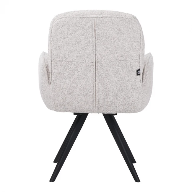 Πολυθρόνα περιστρεφόμενη Novo pakoworld ύφασμα λευκό μπουκλε-πόδια μαύρο μεταλλικό 65.5x60x90εκ