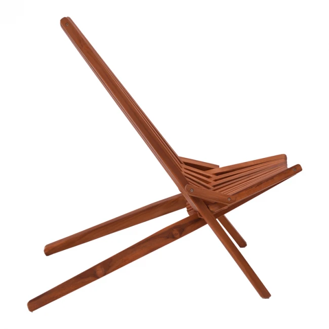 Chaise lounge folding pakoworld natural teakwood 101x63x80cm