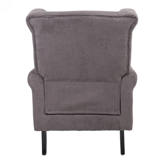 Armchair Piore pakoworld dark grey fabric and black rubberwood leg 77x80x106cm