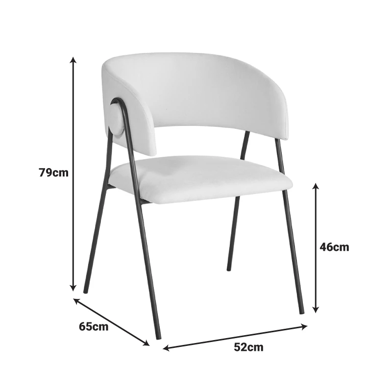 Armchair hair Rachele I pakoworld beige fabric-black metal leg 52x65x79cm