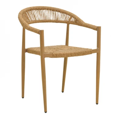 Πολυθρόνα Rayana pakoworld στοιβαζόμενη αλουμίνιο - pe rattan σε φυσική απόχρωση 56x61,5x77,5εκ