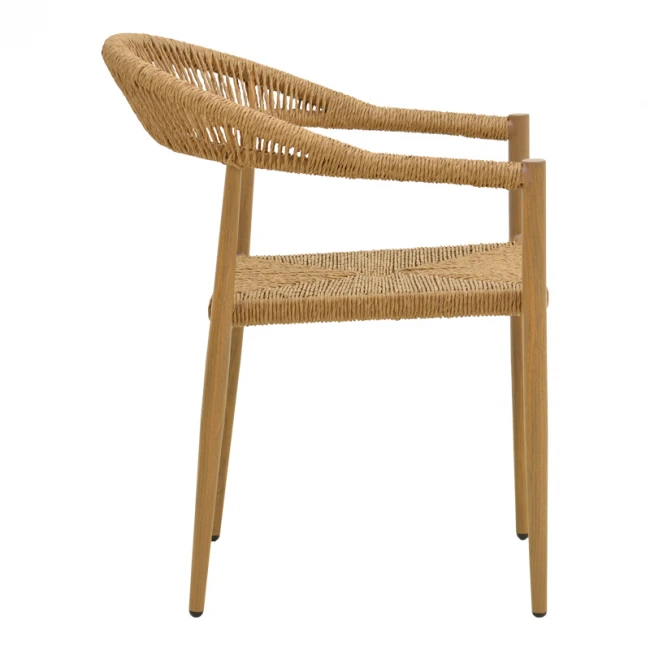 Πολυθρόνα Rayana pakoworld στοιβαζόμενη αλουμίνιο - pe rattan σε φυσική απόχρωση 56x61,5x77,5εκ