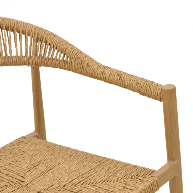 Πολυθρόνα Rayana pakoworld στοιβαζόμενη αλουμίνιο - pe rattan σε φυσική απόχρωση 56x61,5x77,5εκ