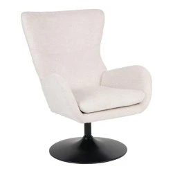 Rotating armchair Refria pakoworld cream fabric-black metal base 81x72x97cm Rotating armchair Refria pakoworld cream fabric-black metal base 81x72x97cm