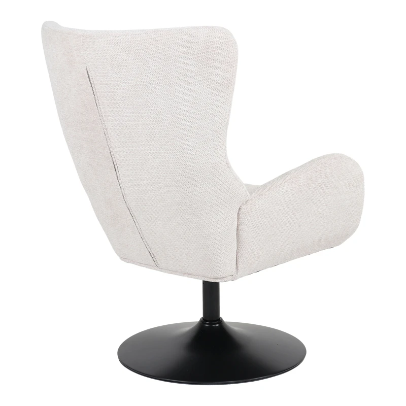 Rotating armchair Refria pakoworld cream fabric-black metal base 81x72x97cm