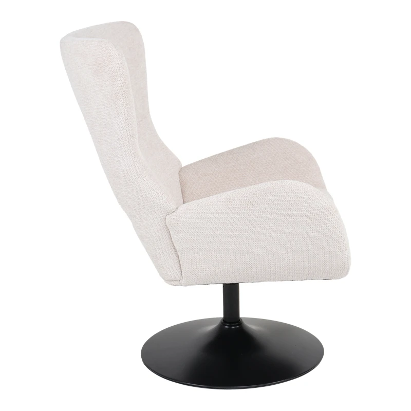 Rotating armchair Refria pakoworld cream fabric-black metal base 81x72x97cm