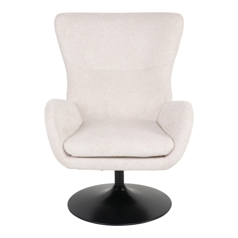 Rotating armchair Refria pakoworld cream fabric-black metal base 81x72x97cm