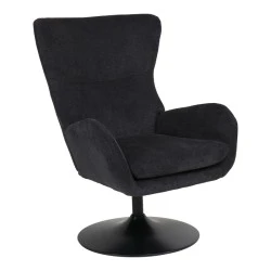 Rotating armchair Refria pakoworld black fabric-black metal base 81x72x97cm Rotating armchair Refria pakoworld black fabric-black metal base 81x72x97cm