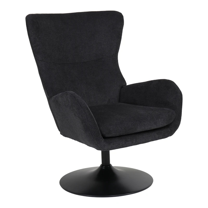 Rotating armchair Refria pakoworld black fabric-black metal base 81x72x97cm