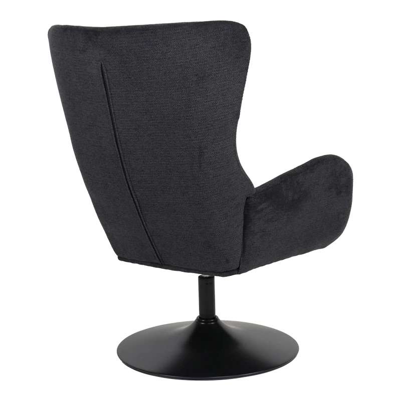 Rotating armchair Refria pakoworld black fabric-black metal base 81x72x97cm