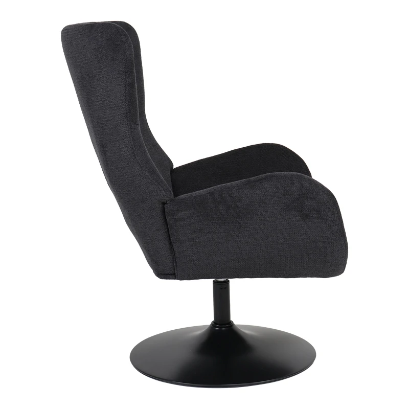 Rotating armchair Refria pakoworld black fabric-black metal base 81x72x97cm