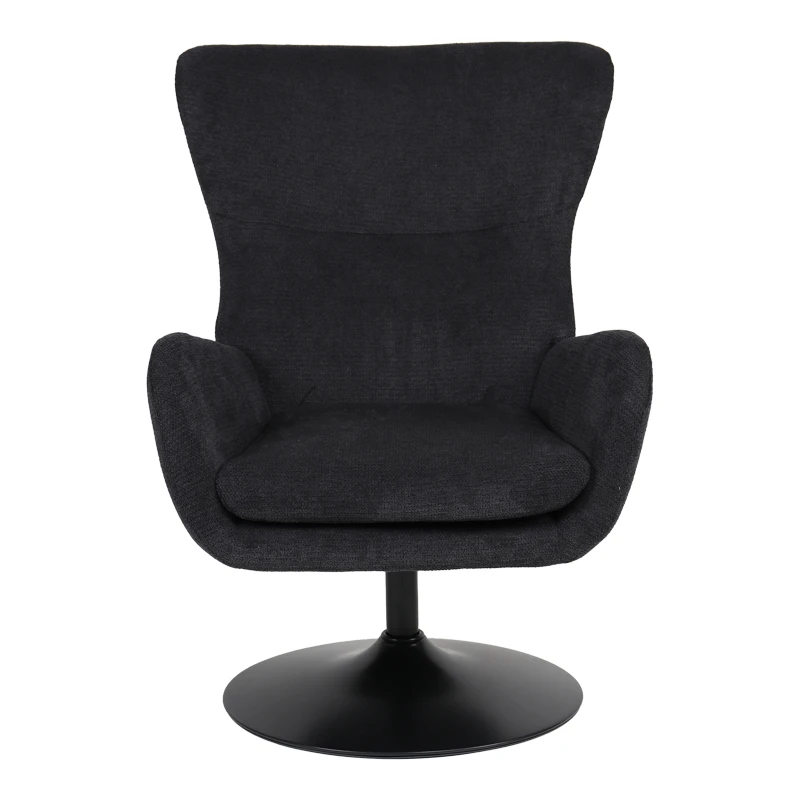 Rotating armchair Refria pakoworld black fabric-black metal base 81x72x97cm