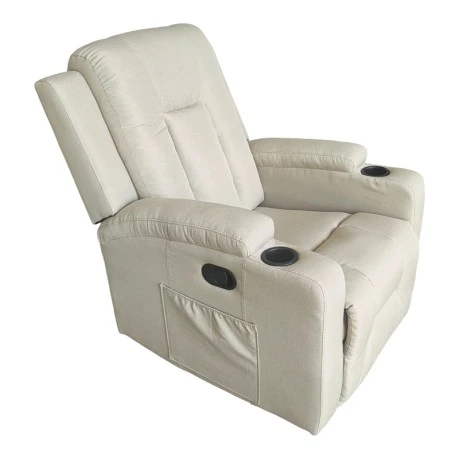 Πολυθρόνα relax με μηχανισμό massage Gessel pakoworld μπεζ ύφασμα 80x90x98εκ