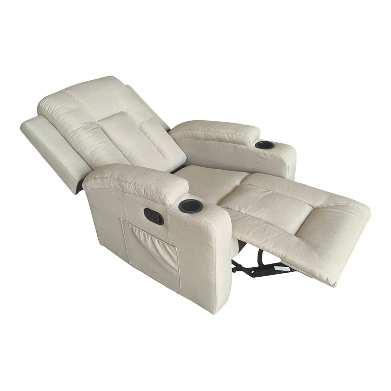 Πολυθρόνα relax με μηχανισμό massage Gessel pakoworld μπεζ ύφασμα 80x90x98εκ