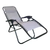 Foldable relax armchair Mirka pakoworld grey textilene and black metal 65x165x110 cm