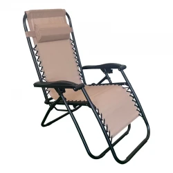 Foldable relax armchair Mirka pakoworld mocha textilene with black metal 65x165x110 cm