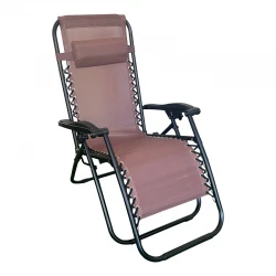 Foldable relax armchair Mirka pakoworld textilene–metal in brown-black color 65x165x110 cm