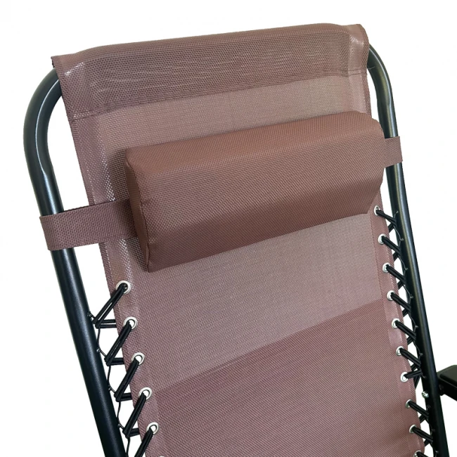 Foldable relax armchair Mirka pakoworld textilene–metal in brown-black color 65x165x110 cm