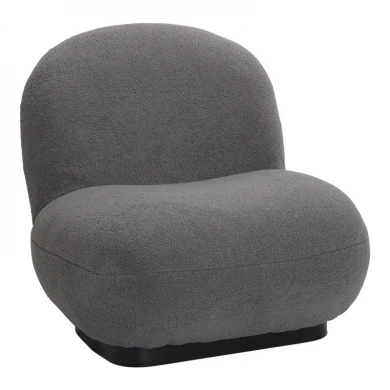Armchair Rosalie pakoworld dark grey teddy fabric-black base 85x82x77cm
