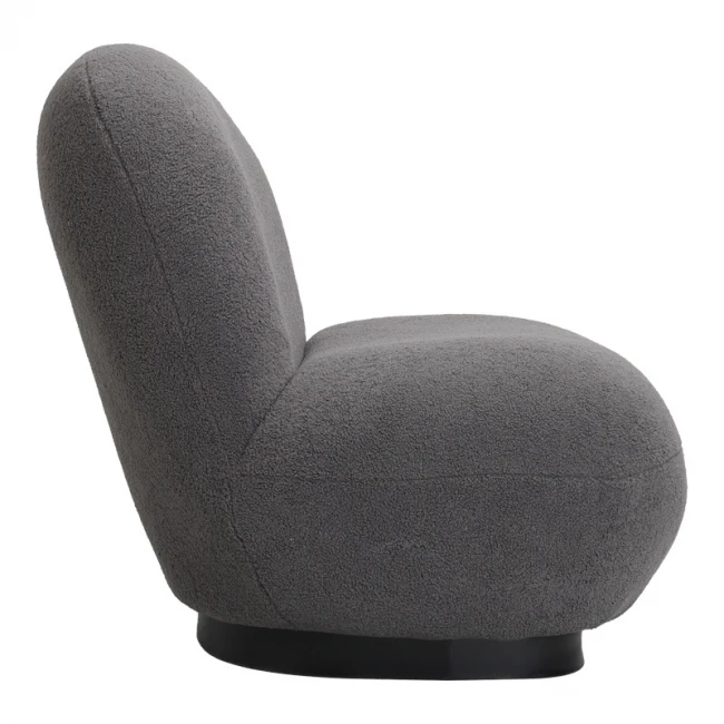 Armchair Rosalie pakoworld dark grey teddy fabric-black base 85x82x77cm