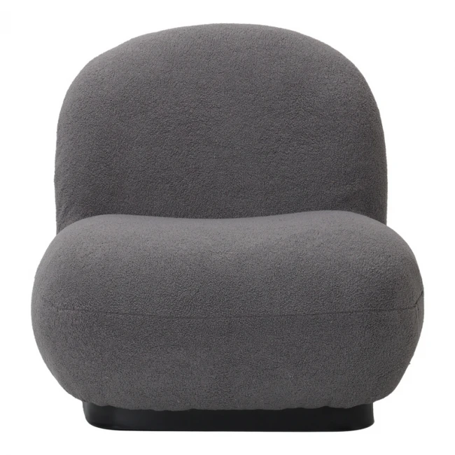 Armchair Rosalie pakoworld dark grey teddy fabric-black base 85x82x77cm
