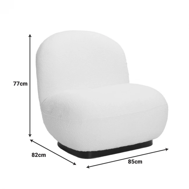 Armchair Rosalie pakoworld dark grey teddy fabric-black base 85x82x77cm