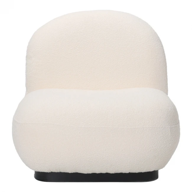 Πολυθρόνα Rosalie pakoworld μπουκλέ ύφασμα σε κρεμ απόχρωση με μαύρη βάση 85x82x77εκ