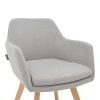 Safira armchair pakoworld fabric in grey color with natural color wooden leg 57x58x84cm
