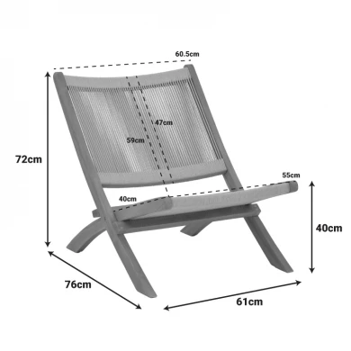 Foldable armchair Seeal pakoworld teak wood and pe rope in natural shade 61x76x72cm