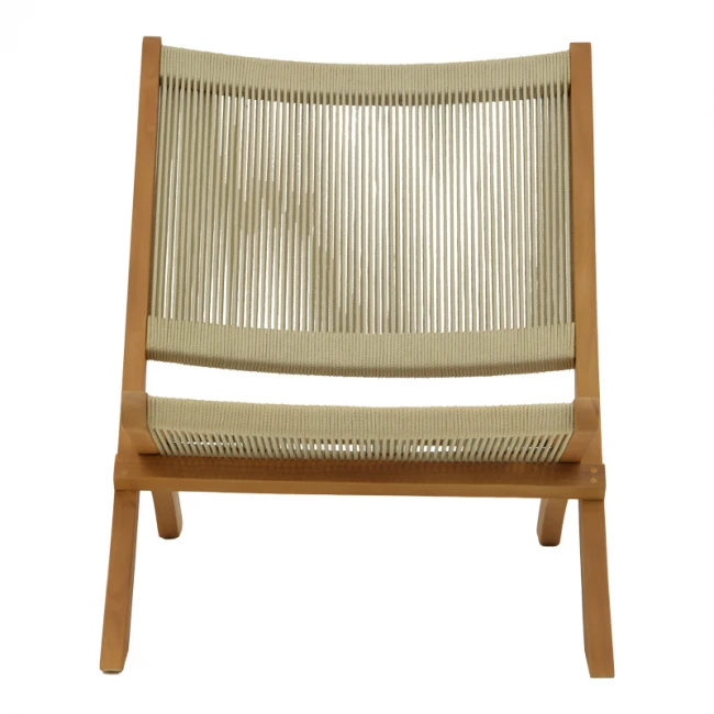 Foldable armchair Seeal pakoworld teak wood and pe rope in natural shade 61x76x72cm