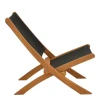 Foldable Seeal pakoworld armchair teak wood and pe rope in black shade 61x76x72cm
