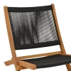 Foldable Seeal pakoworld armchair teak wood and pe rope in black shade 61x76x72cm