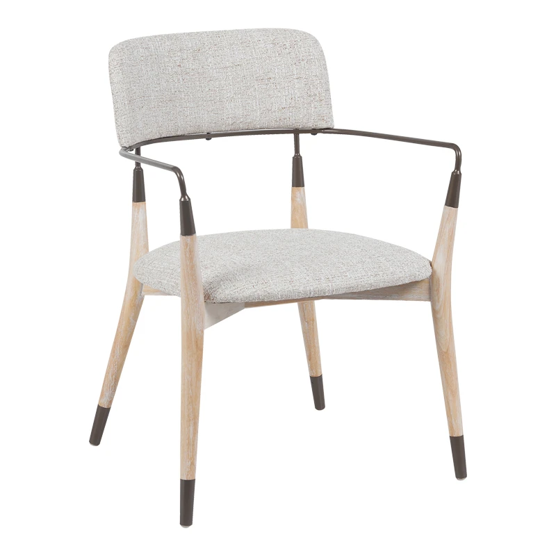 Armchair Sentana pakoworld metal-wood and beige-brown fabric 56.5x56x79cm