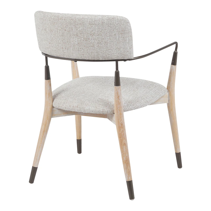 Armchair Sentana pakoworld metal-wood and beige-brown fabric 56.5x56x79cm