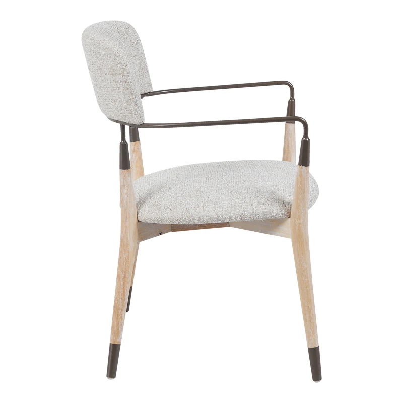 Armchair Sentana pakoworld metal-wood and beige-brown fabric 56.5x56x79cm