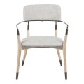 Armchair Sentana pakoworld metal-wood and beige-brown fabric 56.5x56x79cm