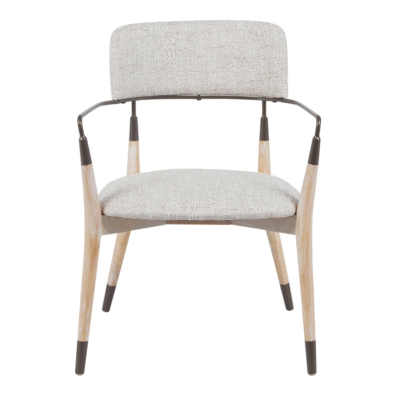 Armchair Sentana pakoworld metal-wood and beige-brown fabric 56.5x56x79cm