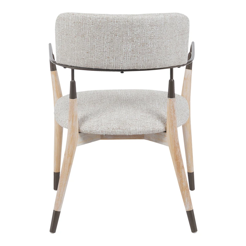 Armchair Sentana pakoworld metal-wood and beige-brown fabric 56.5x56x79cm