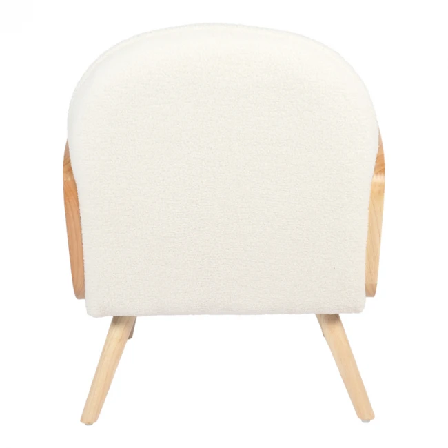 Πολυθρόνα Stedy pakoworld λευκό μπουκλέ ύφασμα με πόδι σε φυσική απόχρωση 78x64x82εκ