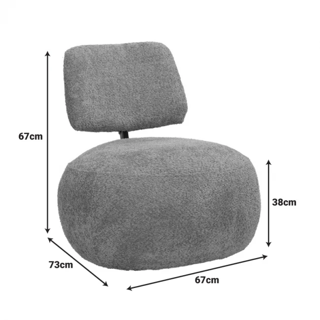 Stonie armchair pakoworld bouclé fabric anthracite 67x73x67cm